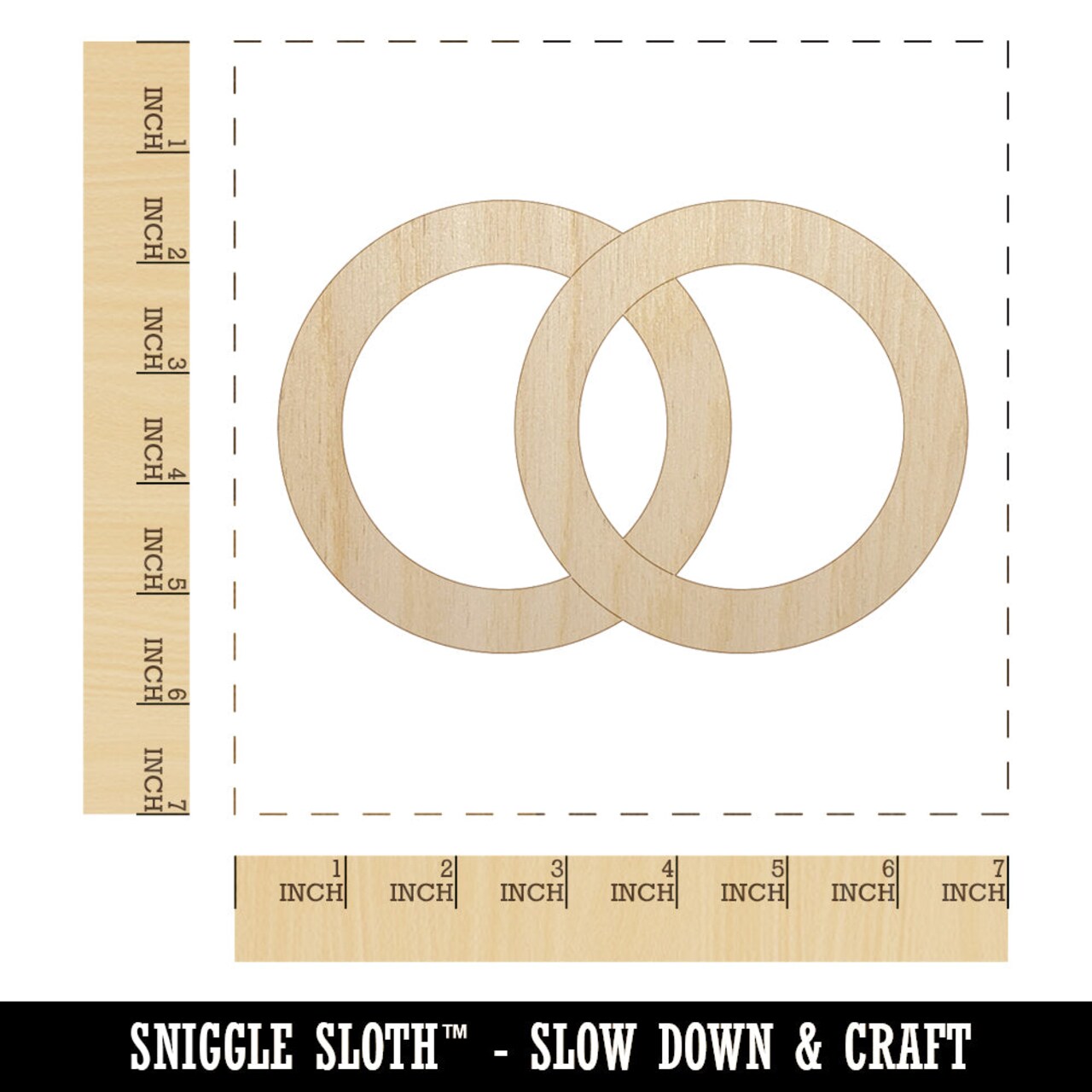 Wedding Rings Overlapping Unfinished Wood Shape Piece Cutout for